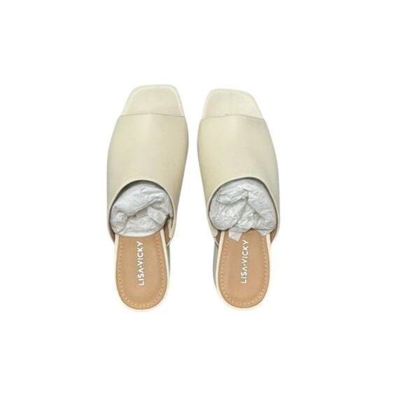 NIB! Lisa Vicky Virtue Sandal Cream Open-Toe Mule Slides  - Size 8 - Picture 2 of 10